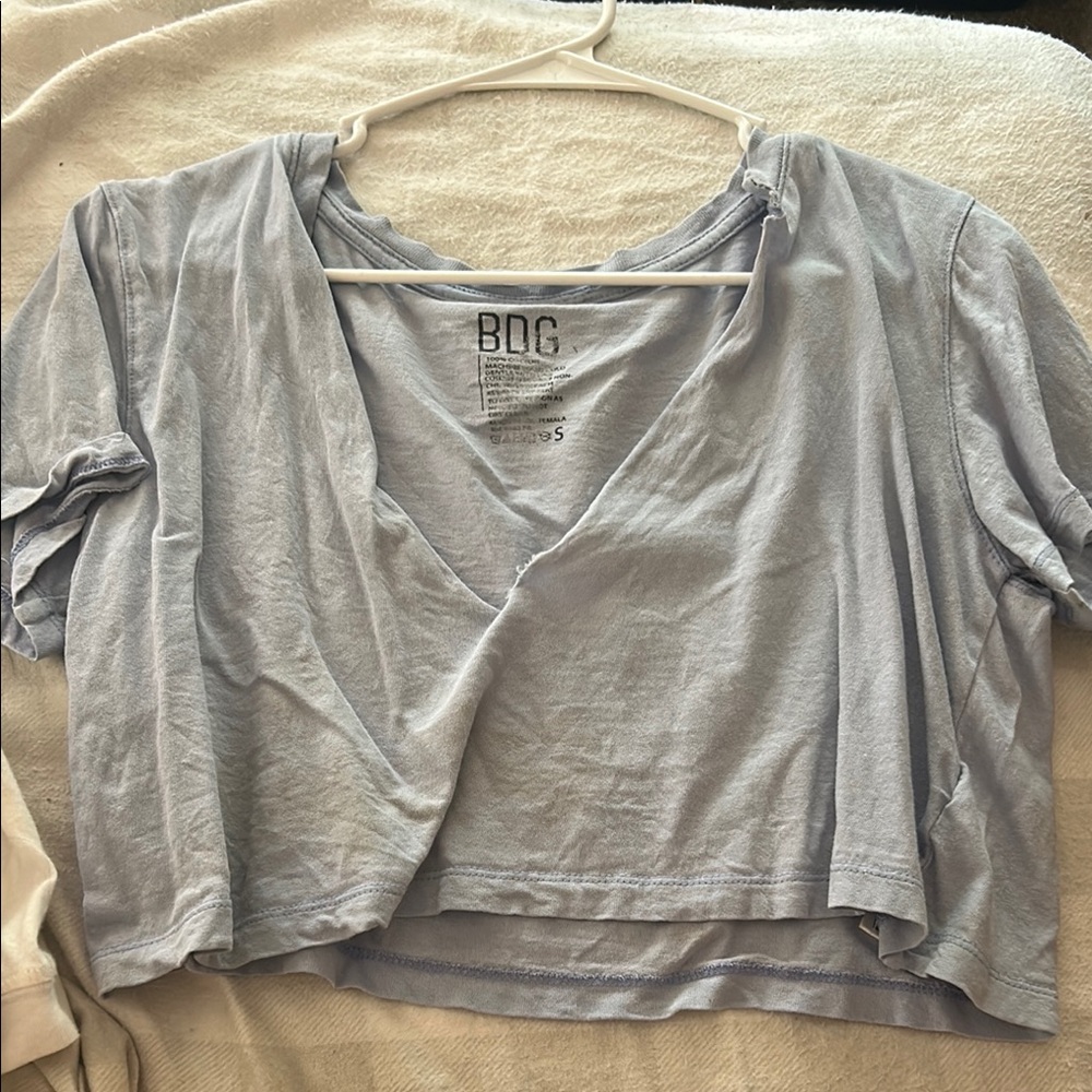 Urban Outfitters Gray Wrap Crop Top Short Sleeve